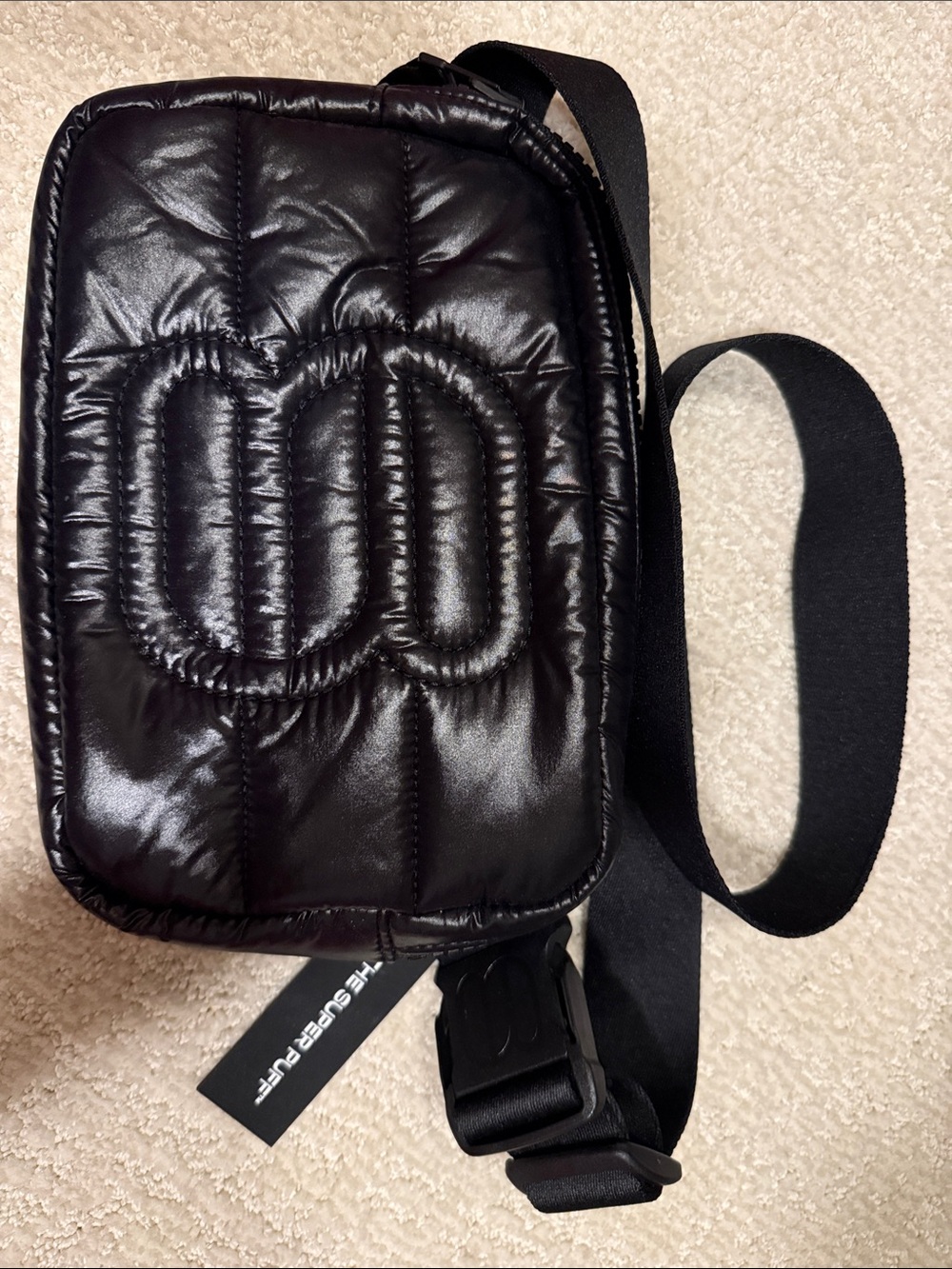 Aritzia Black Quilted Belt Bag with Webbing Strap